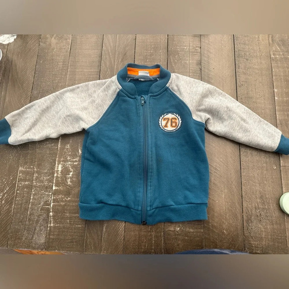 POLARN O. PYRET‎ Boys Varsity Zip Up Sweatshirt Elbow Patches Preppy Sweden - Picture 1 of 4